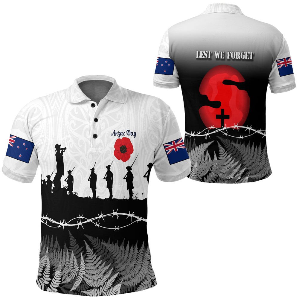 Polynesian Clothing - New Zealand Anzac Day Silhouette Soldier Polo Shirt