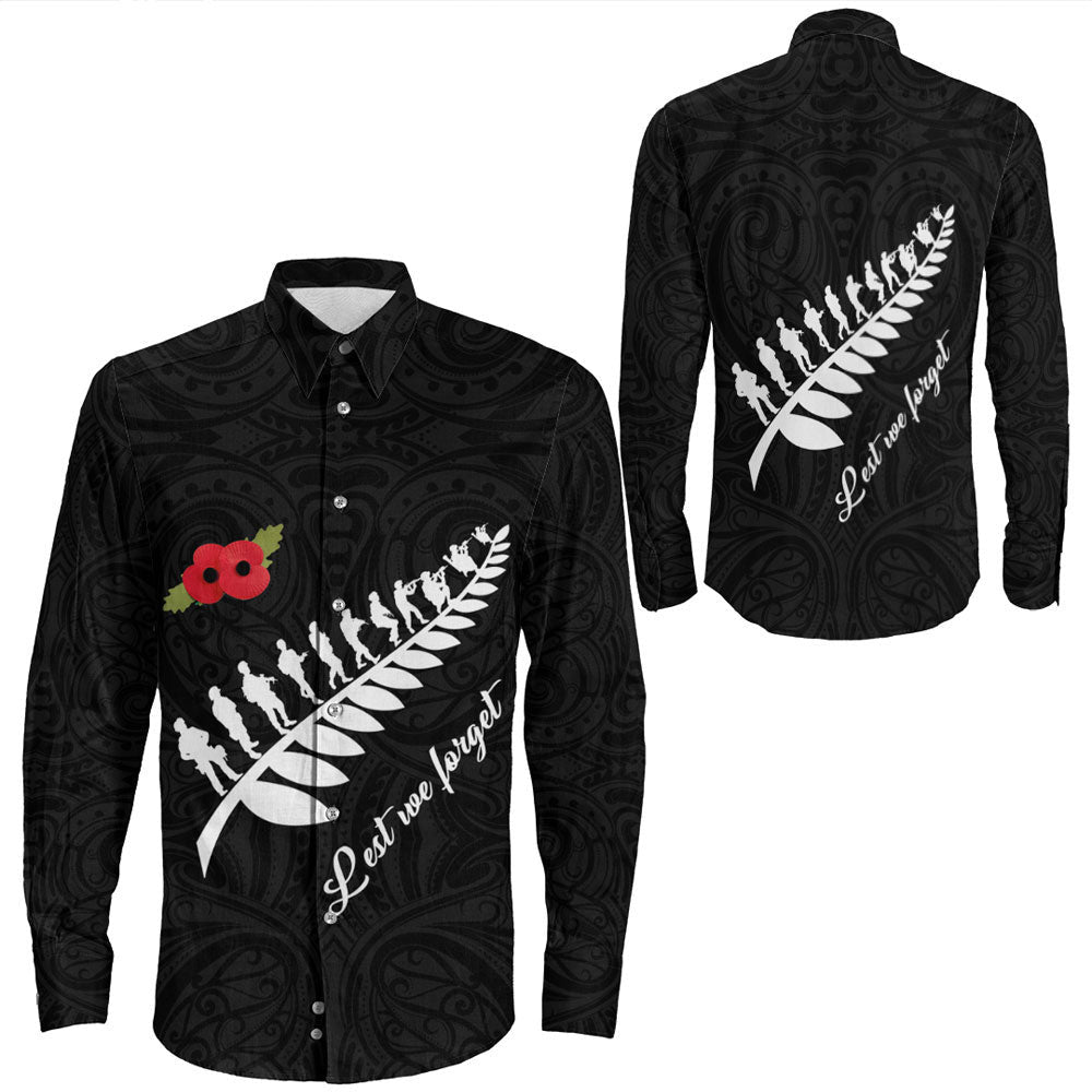 Rugbylife Clothing Anzac Fern Lest We Forget Long Sleeve Button Shirt
