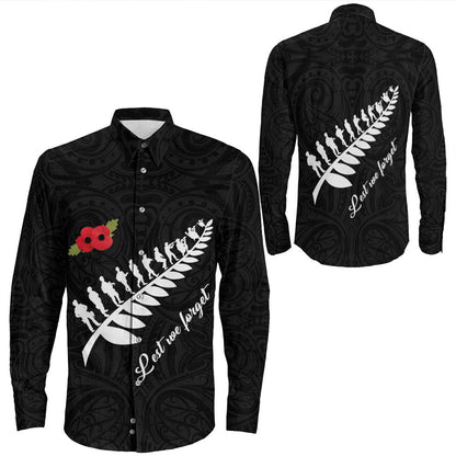 Rugbylife Clothing Anzac Fern Lest We Forget Long Sleeve Button Shirt