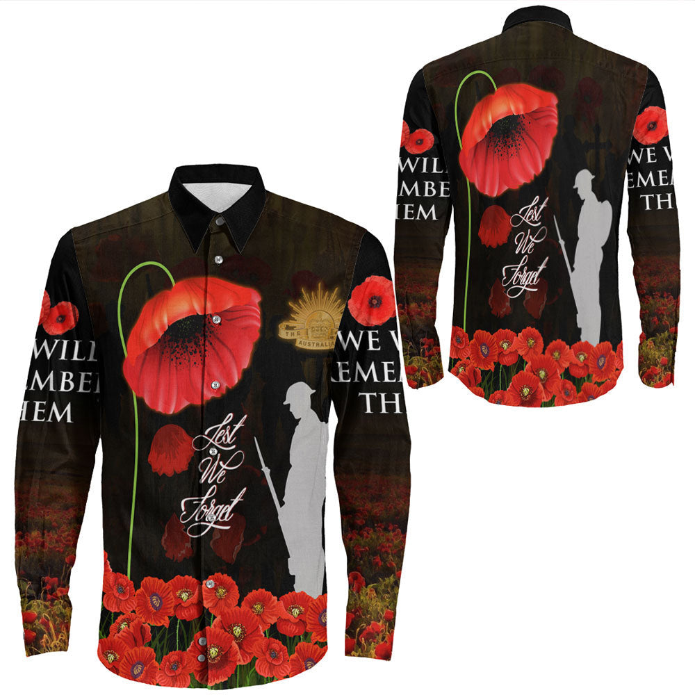 Rugbylife Clothing Lest We Forget The Army Australia Long Sleeve Button Shirt