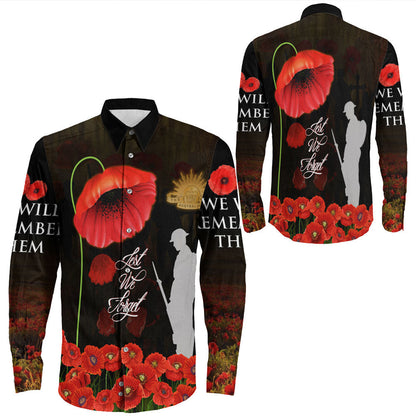 Rugbylife Clothing Lest We Forget The Army Australia Long Sleeve Button Shirt