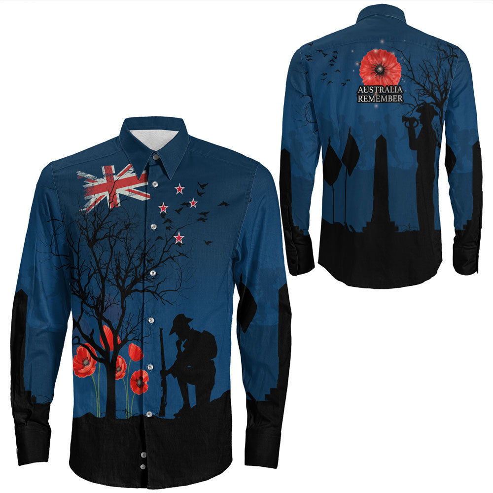 Rugbylife Clothing New Zealand Anzac Lest We Forget Remebrance Day Long Sleeve Button Shirt