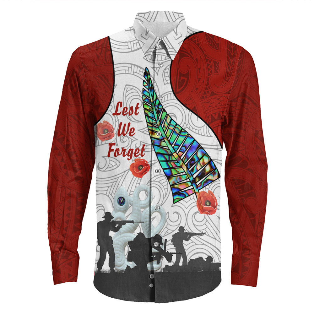 Rugbylife Clothing New Zealand Anzac Fern & Maori Long Sleeve Button Shirt
