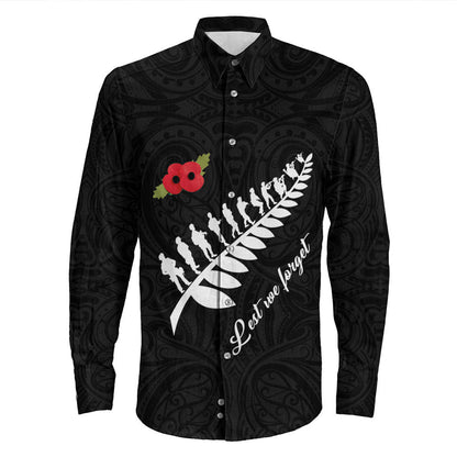 Rugbylife Clothing Anzac Fern Lest We Forget Long Sleeve Button Shirt