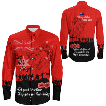 Rugbylife Clothing Lest We Forget For Those Who Leave Never To Return Long Sleeve Button Shirt