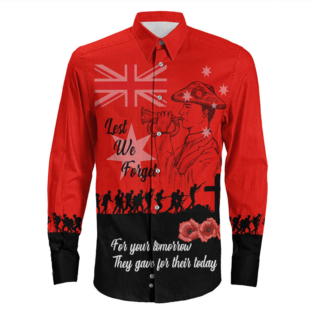 Rugbylife Clothing Lest We Forget For Those Who Leave Never To Return Long Sleeve Button Shirt