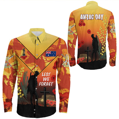 Rugbylife Clothing Australia Anzac Lest We Forget 2023 Orange Long Sleeve Button Shirt