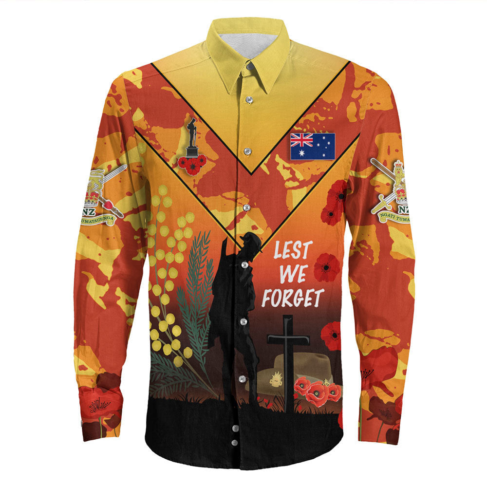 Rugbylife Clothing Australia Anzac Lest We Forget 2023 Orange Long Sleeve Button Shirt