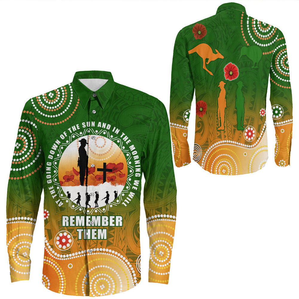 Rugbylife Clothing Anzac New Zealand Maori Australia Indigenous Long Sleeve Button Shirt
