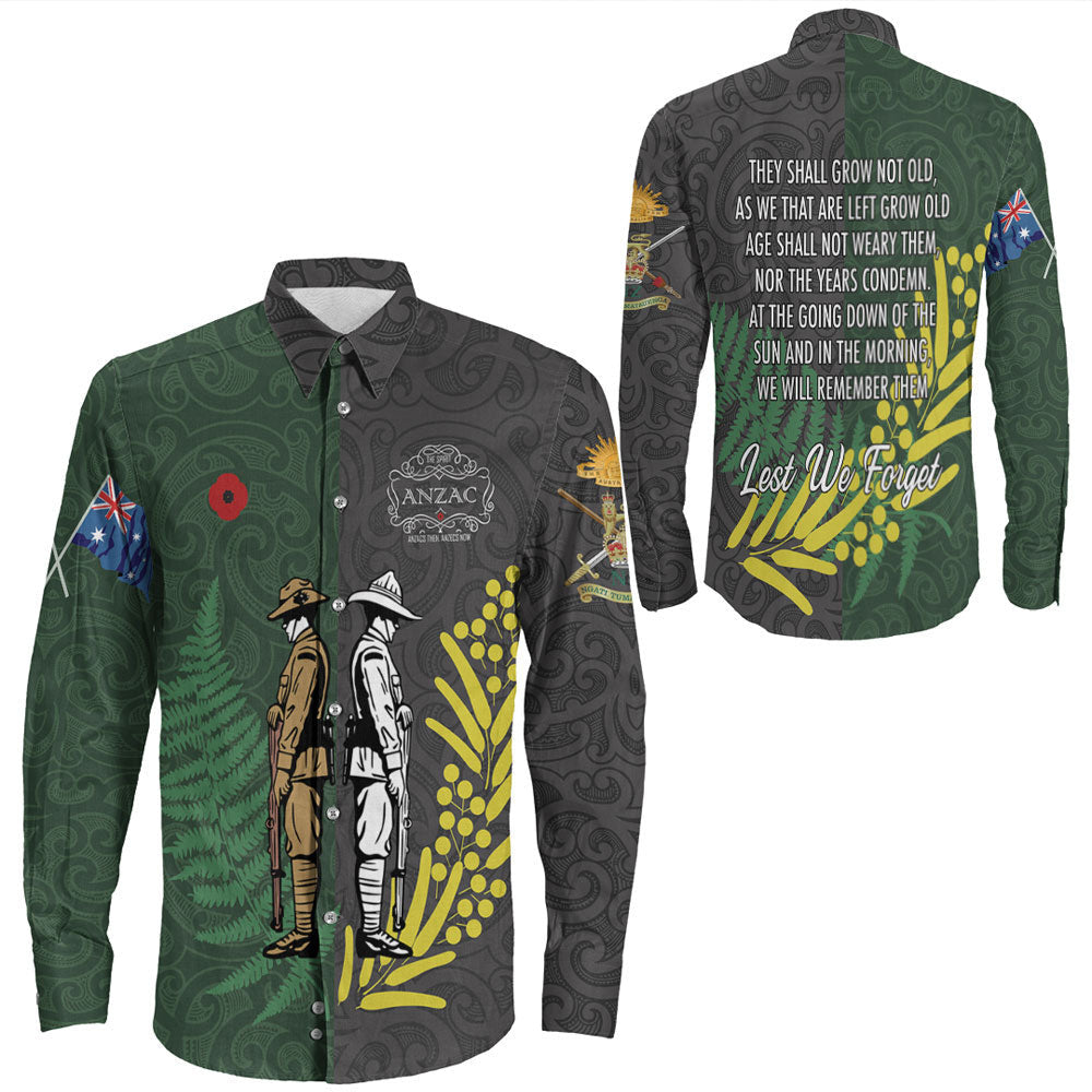 Rugbylife Clothing Anzac Spirit Lest We Forget Long Sleeve Button Shirt