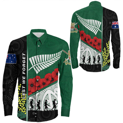 Rugbylife Clothing Australia Indigenous & New Zealand Maori Anzac Long Sleeve Button Shirt