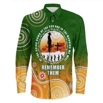 Rugbylife Clothing Anzac New Zealand Maori Australia Indigenous Long Sleeve Button Shirt