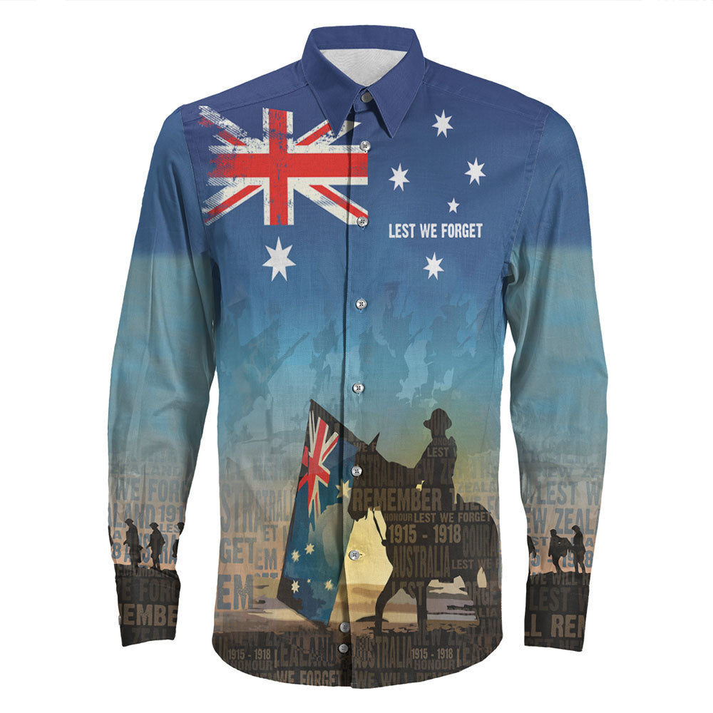 Rugbylife Clothing Anzac Lest We Forget The Light Horse Long Sleeve Button Shirt