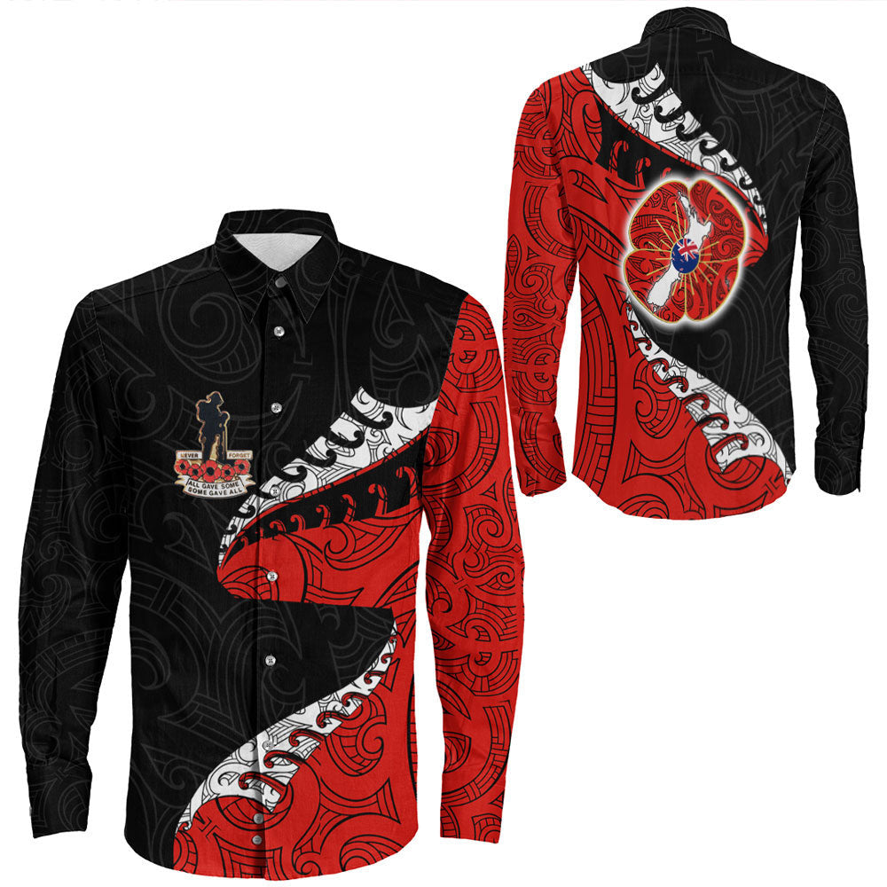 Rugbylife Clothing Anzac Poppy Fern Long Sleeve Button Shirt