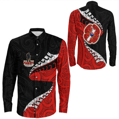 Rugbylife Clothing Anzac Poppy Fern Long Sleeve Button Shirt