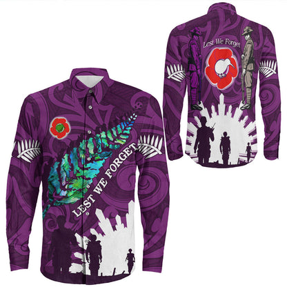 Rugbylife Clothing New Zealand Anzac Walking In The Sun Purple Long Sleeve Button Shirt