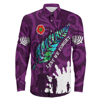 Rugbylife Clothing New Zealand Anzac Walking In The Sun Purple Long Sleeve Button Shirt