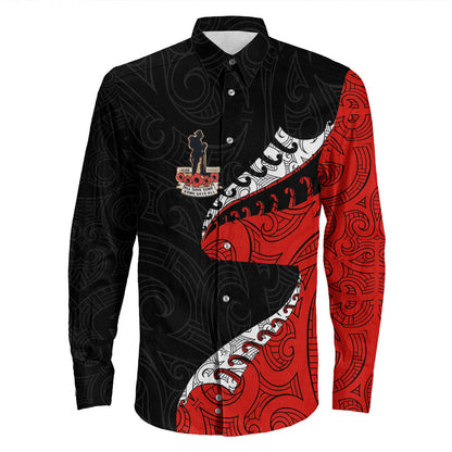 Rugbylife Clothing Anzac Poppy Fern Long Sleeve Button Shirt