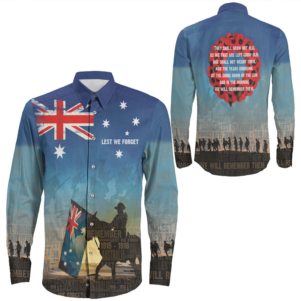 Rugbylife Clothing Anzac Lest We Forget The Light Horse Long Sleeve Button Shirt