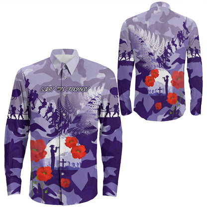 Rugbylife Clothing New Zealand Anzac Fern And Camouflage Long Sleeve Button Shirt