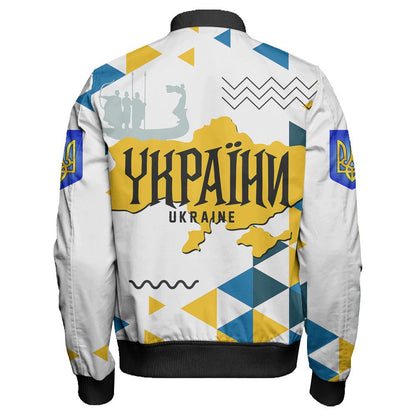 Jacket - Ukraine Geo Style Sleeve Zip Bomber Jacket