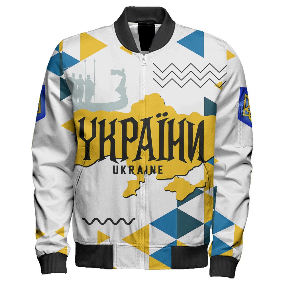 Jacket - Ukraine Geo Style Sleeve Zip Bomber Jacket