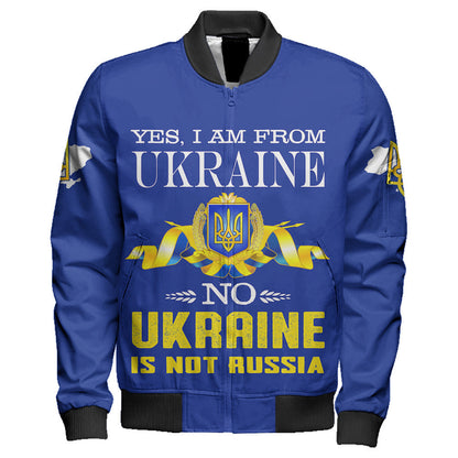 Jacket - Ukraine Not Russia Sleeve Zip Bomber Jacket