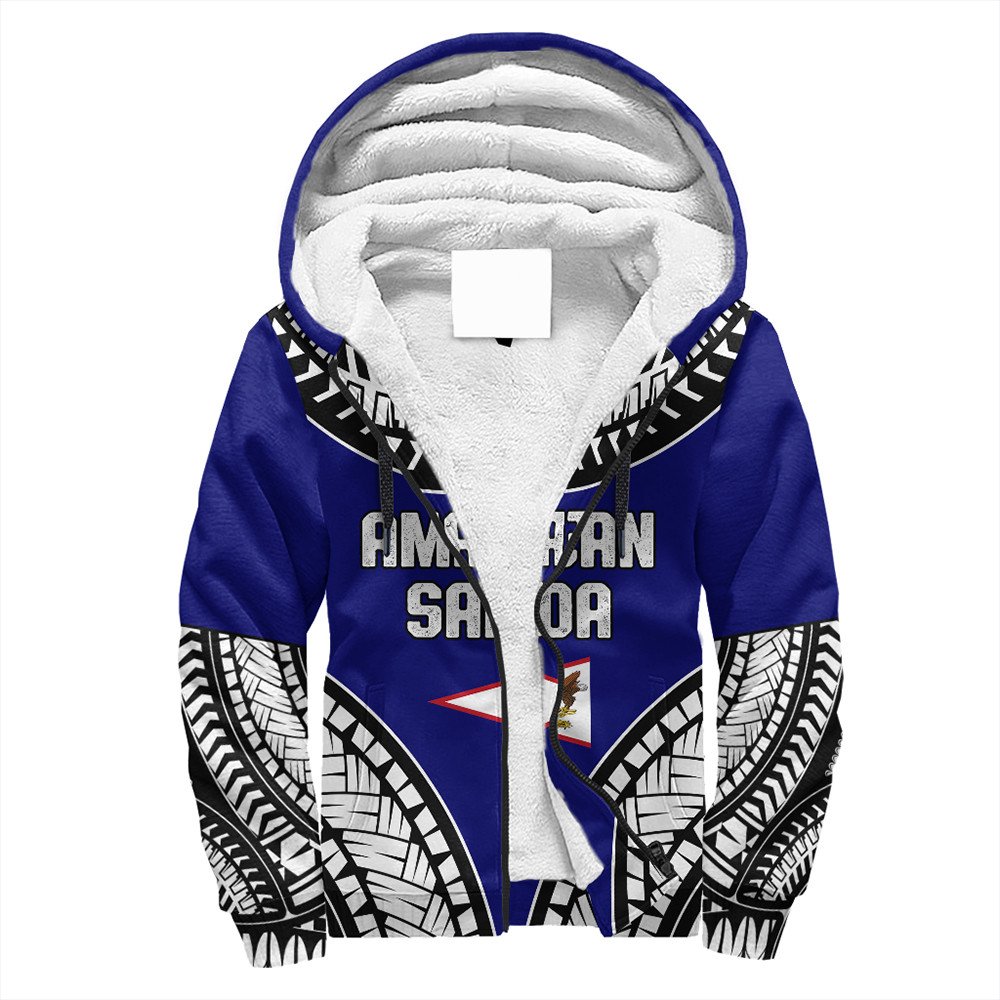 Polynesian Hoodie American Samoa Tattoo Chief Sherpa Hoodie