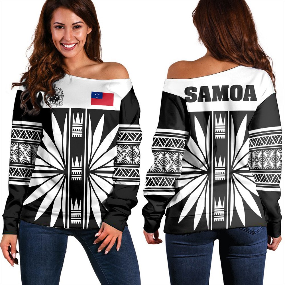 Polynesian Sweatshirt Samoa Black Saturday Women Off Shoulder