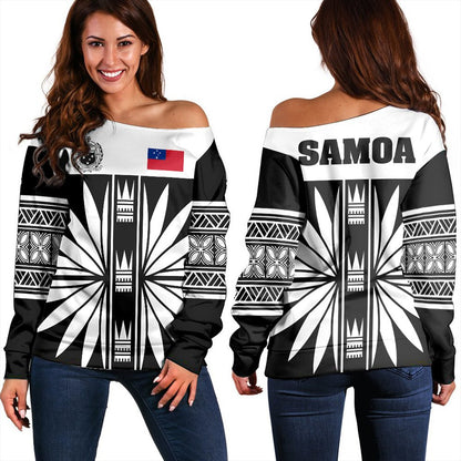 Polynesian Sweatshirt Samoa Black Saturday Women Off Shoulder
