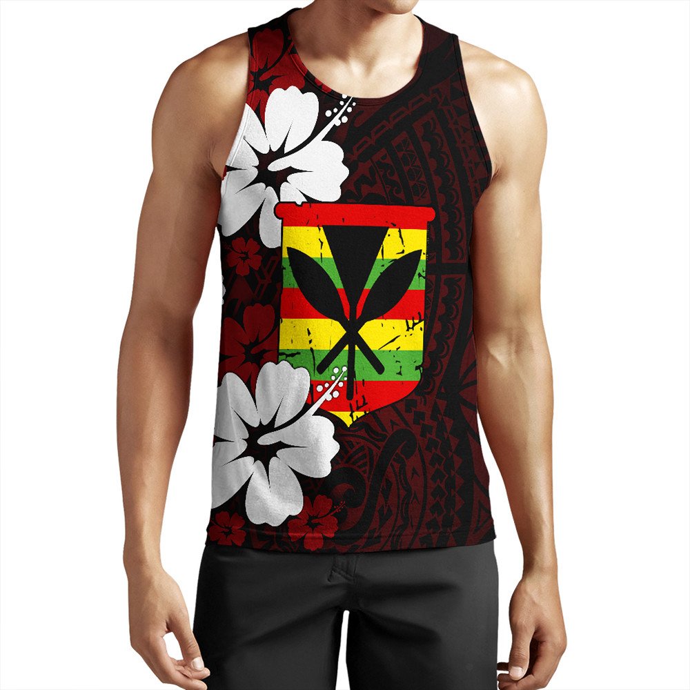 Wonder Print Shop Clothing Hawaii Kanaka Hibiscus Style Tank Top