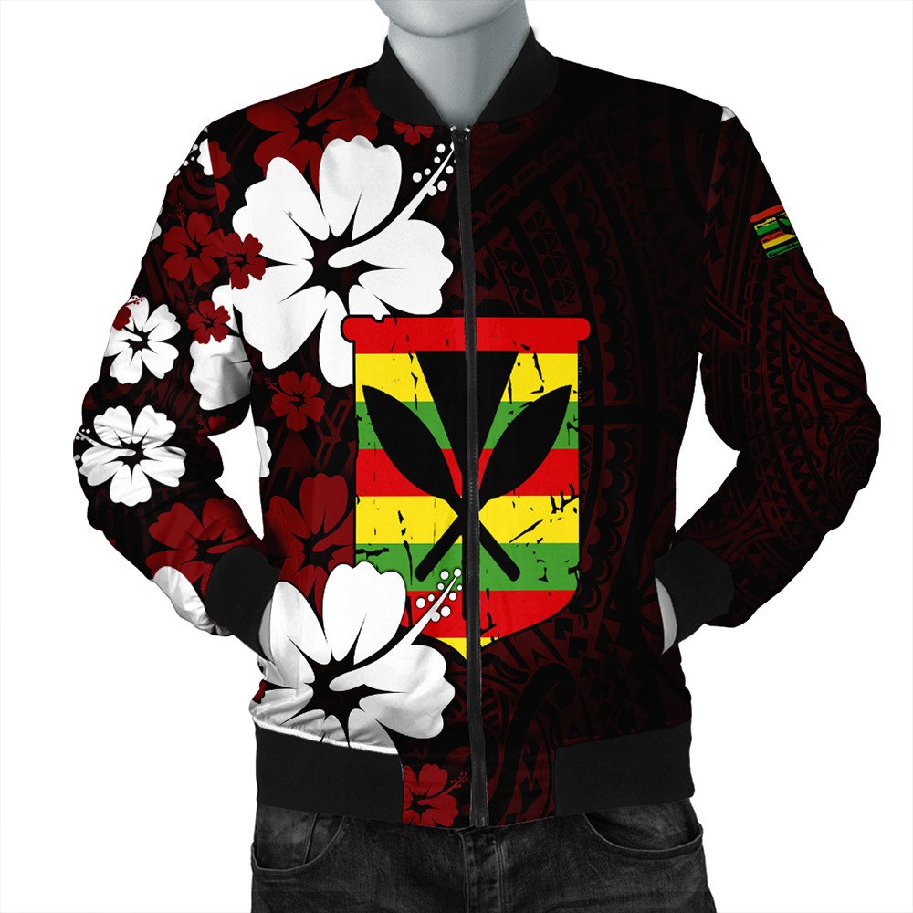 Polynesian Jacket Hawaii Kanaka Hibiscus Style Bomber Jacket