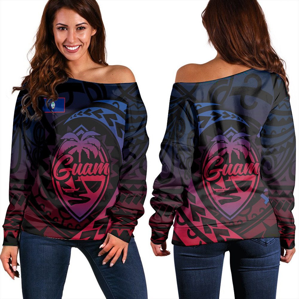 Polynesian Sweatshirt Guam Rising Style Women Off Shoulder
