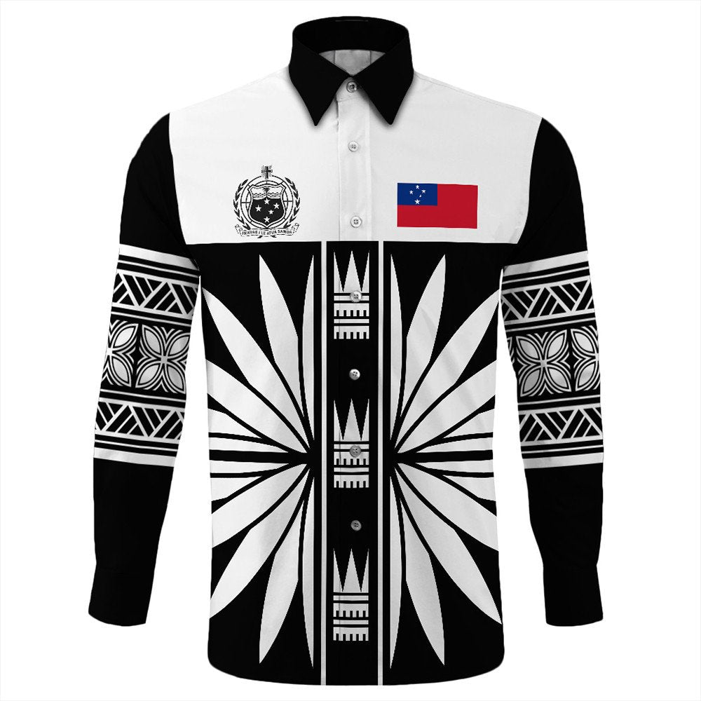 Polynesian Long Sleeve Button Shirt Samoa Black Saturday Long Sleeve Button Shirt