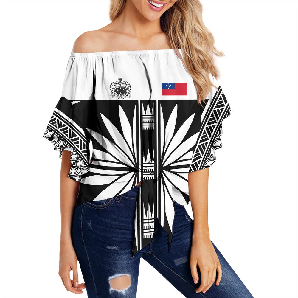 Polynesian Clothing - Samoa Black Saturday Off Shoulder Wrap Waist Top