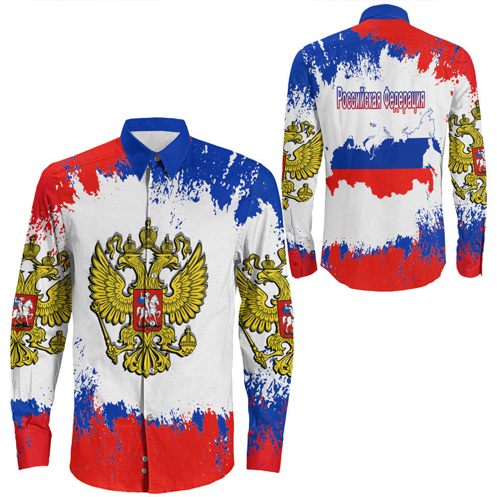 Clothing Russia Paint Style Long Sleeve Button Shirt