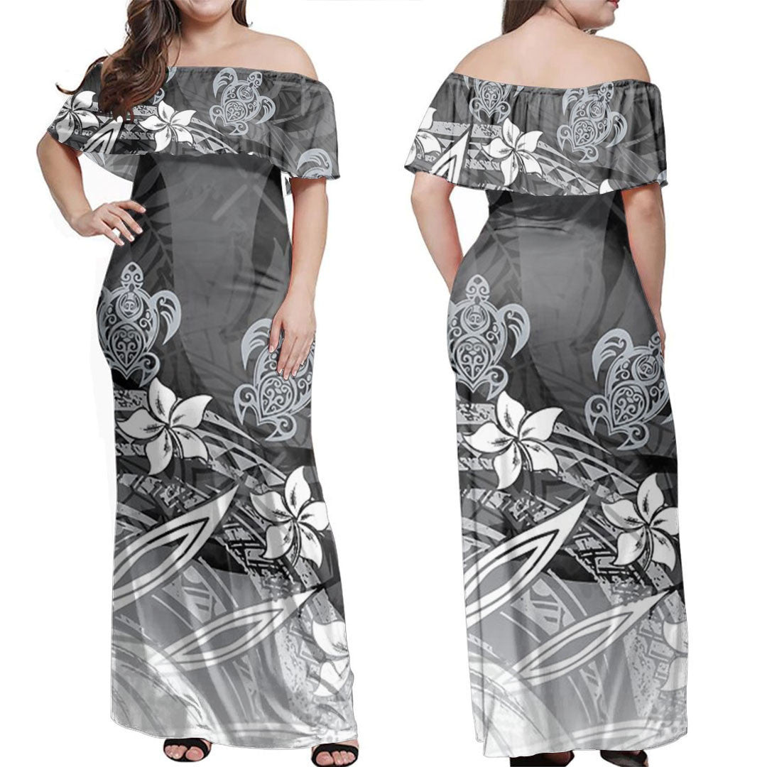 Polynesian Dress Polynesian Tribal Abstract Off Shoulder Long Dress