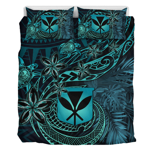 Polynesian Pride Home Set Hawaii Kanaka Maoli Turquoise Tiare Honu Bedding Set