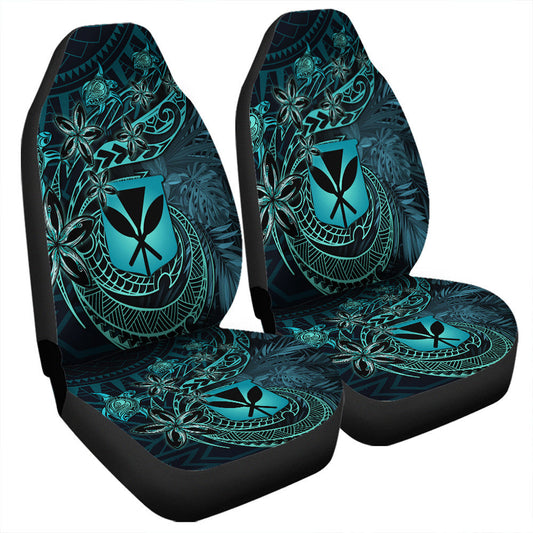Polynesian Car Accessories Hawaii Kanaka Maoli Turquoise Tiare Honu Car Seat Covers
