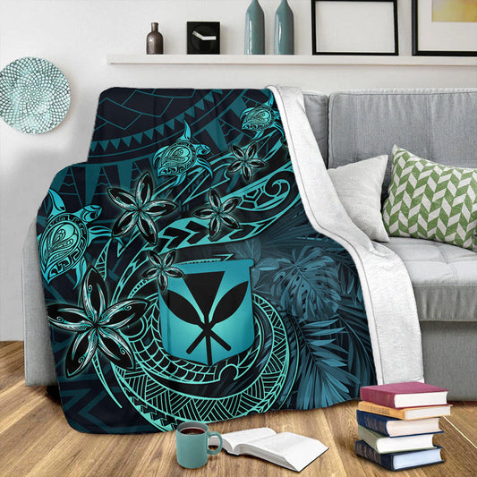 Polynesian Home Set Hawaii Kanaka Maoli Turquoise Tiare Honu Blanket