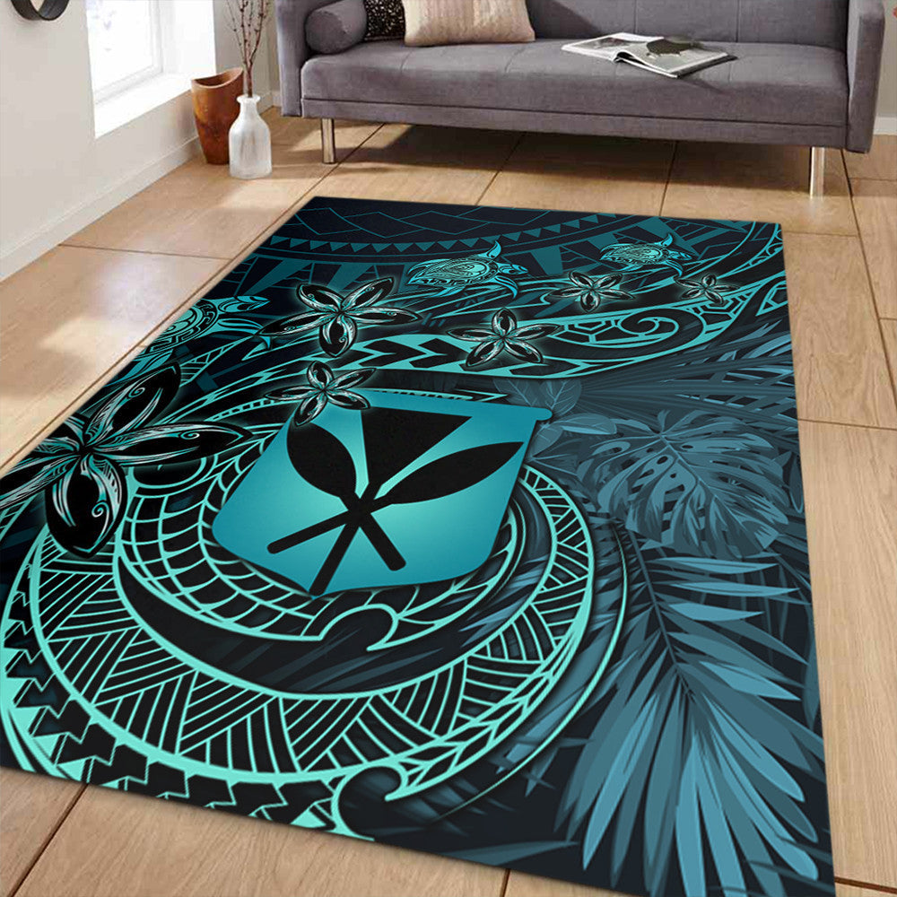 Polynesian Home Set Hawaii Kanaka Maoli Turquoise Tiare Honu Area Rug
