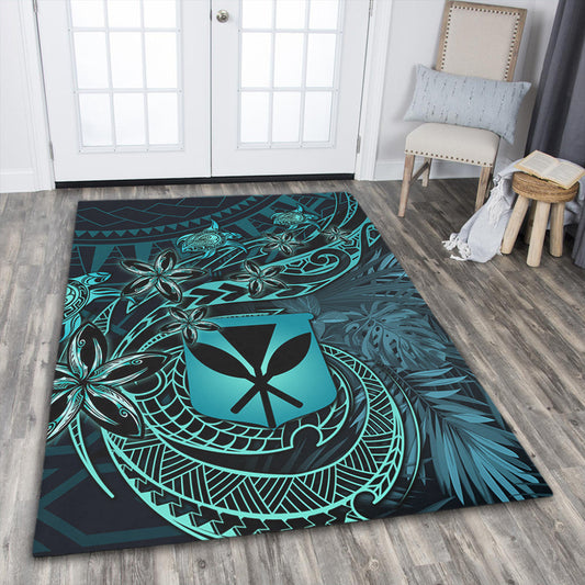 Polynesian Home Set Hawaii Kanaka Maoli Turquoise Tiare Honu Area Rug