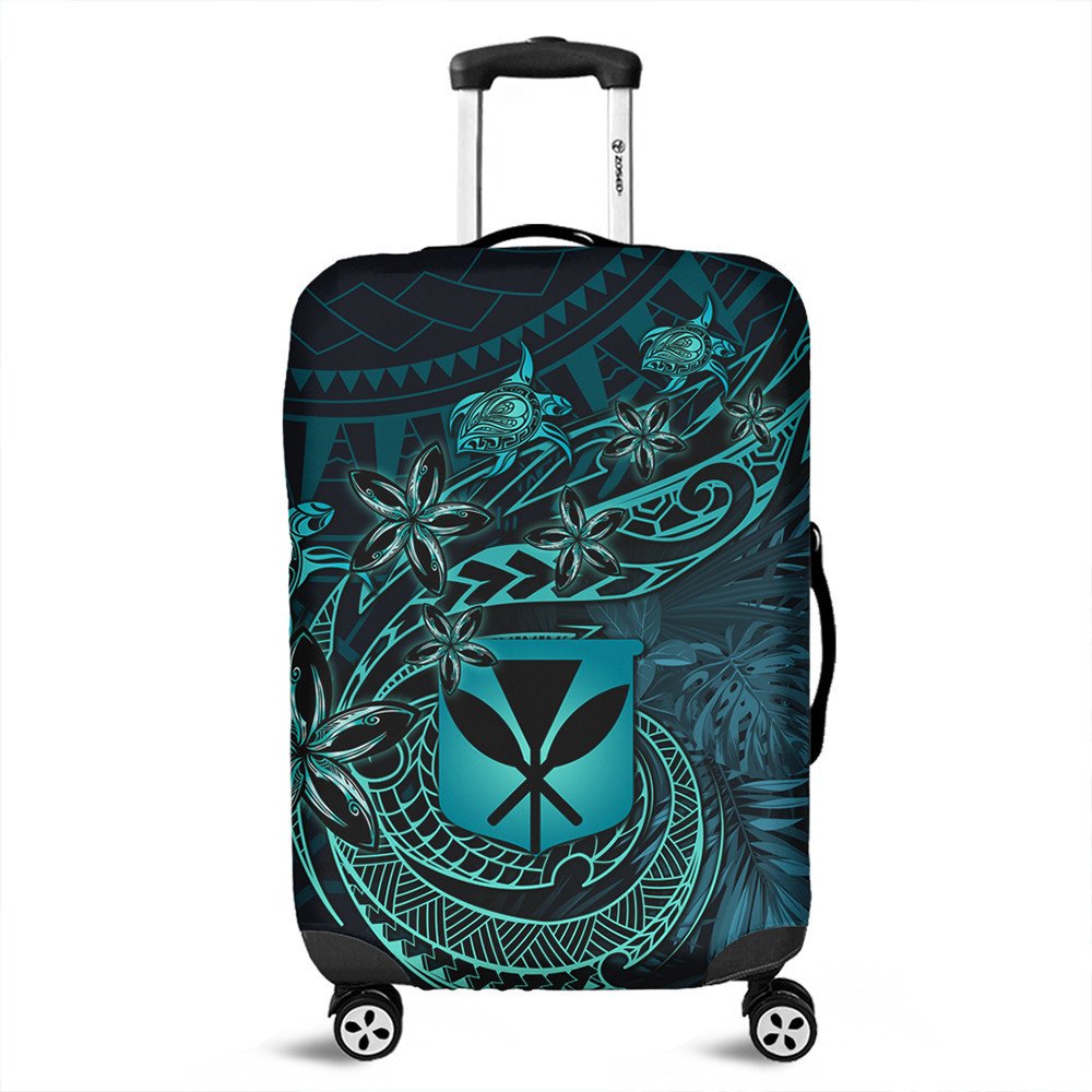 Polynesian Pride Luggage Covers Hawaii Kanaka Maoli Turquoise Tiare Honu Travel Suitcase Cover