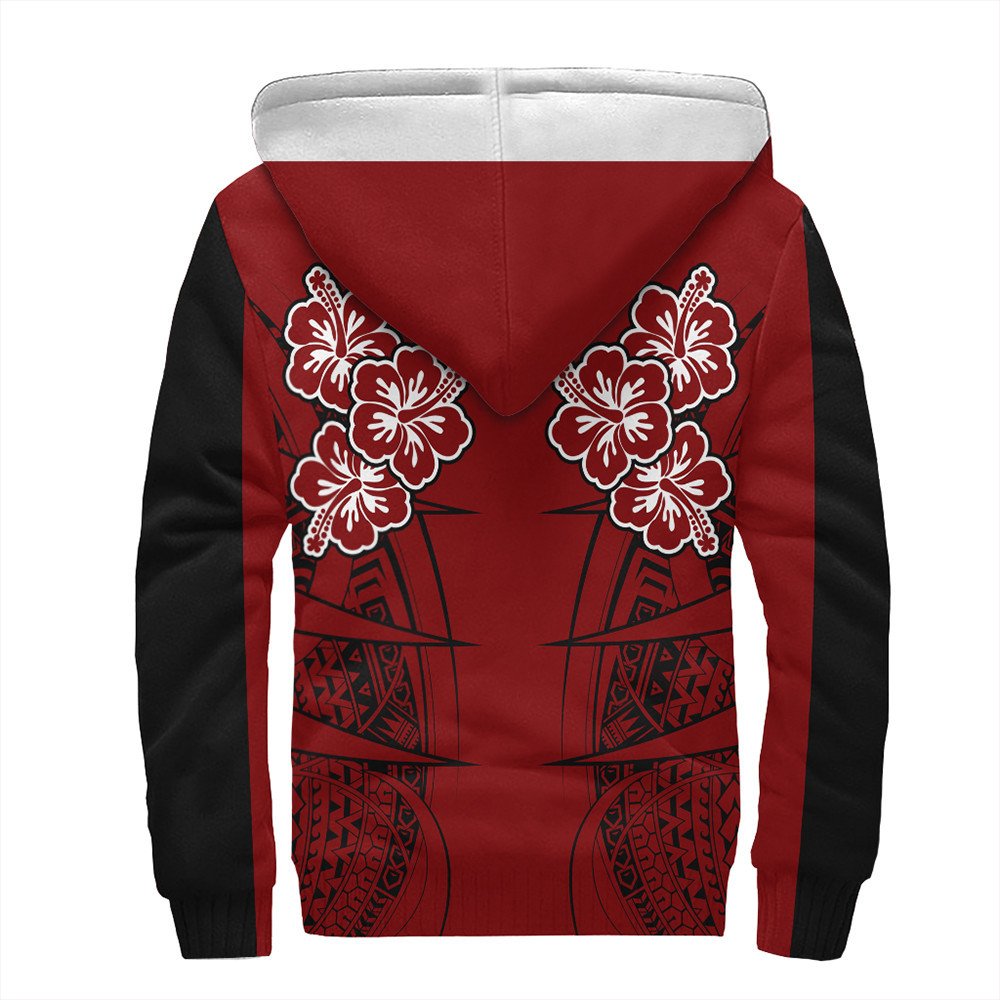 Polynesian Hoodie Personalized Hawaii Spearhead Hibiscus Polynesian Sherpa Hoodie