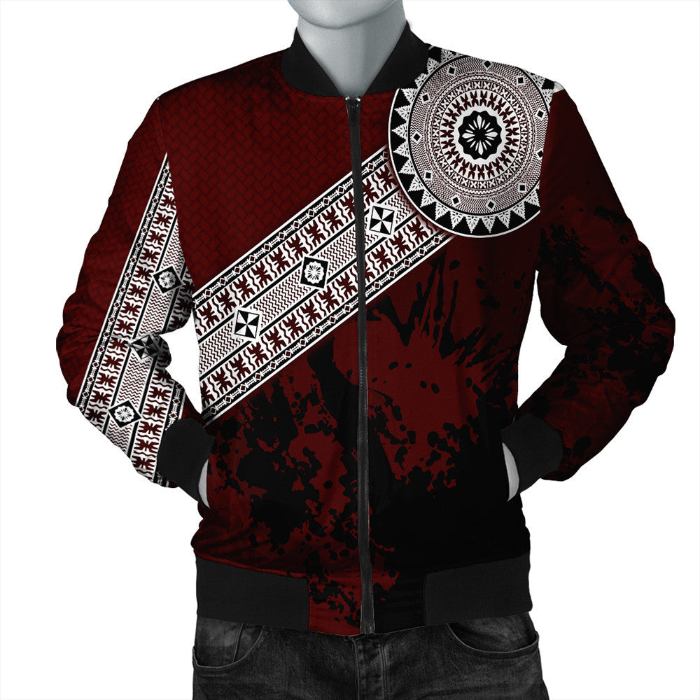 Polynesian Jacket Fiji Masa Paint Style Bomber Jacket