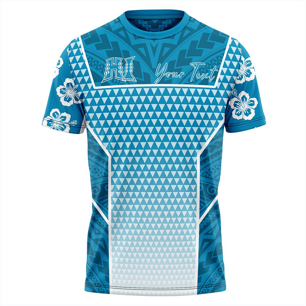 Polynesian T Shirt Personalized Kakau Hawaii Polynesian Blue Gradient T Shirt