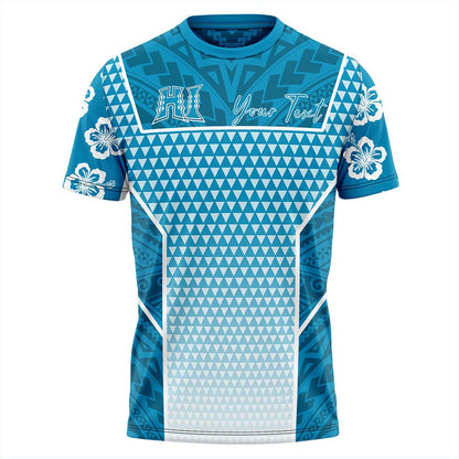 Polynesian T Shirt Personalized Kakau Hawaii Polynesian Blue Gradient T Shirt