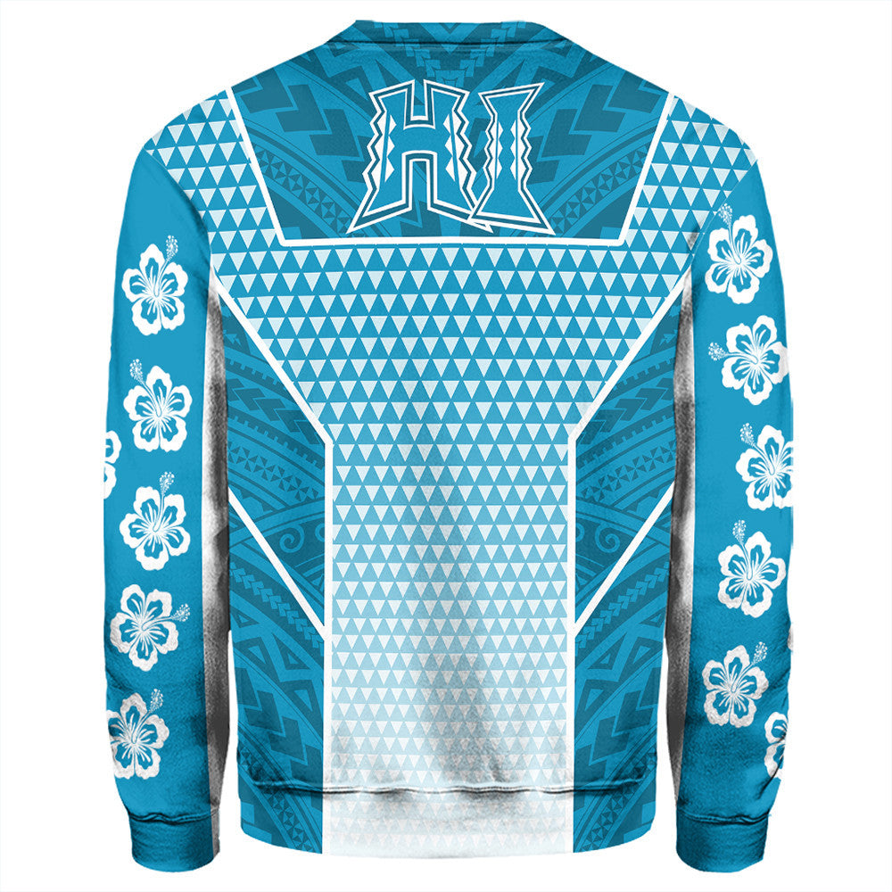Polynesian Sweatshirt Personalized Kakau Hawaii Polynesian Blue Gradient Sweatshirt