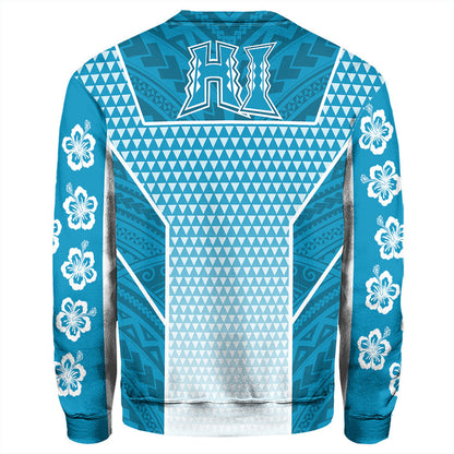 Polynesian Sweatshirt Personalized Kakau Hawaii Polynesian Blue Gradient Sweatshirt