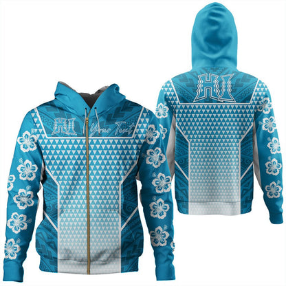 Polynesian Pride Hoodie Kakau Hawaii Polynesian Blue Gradient Zip Hoodie